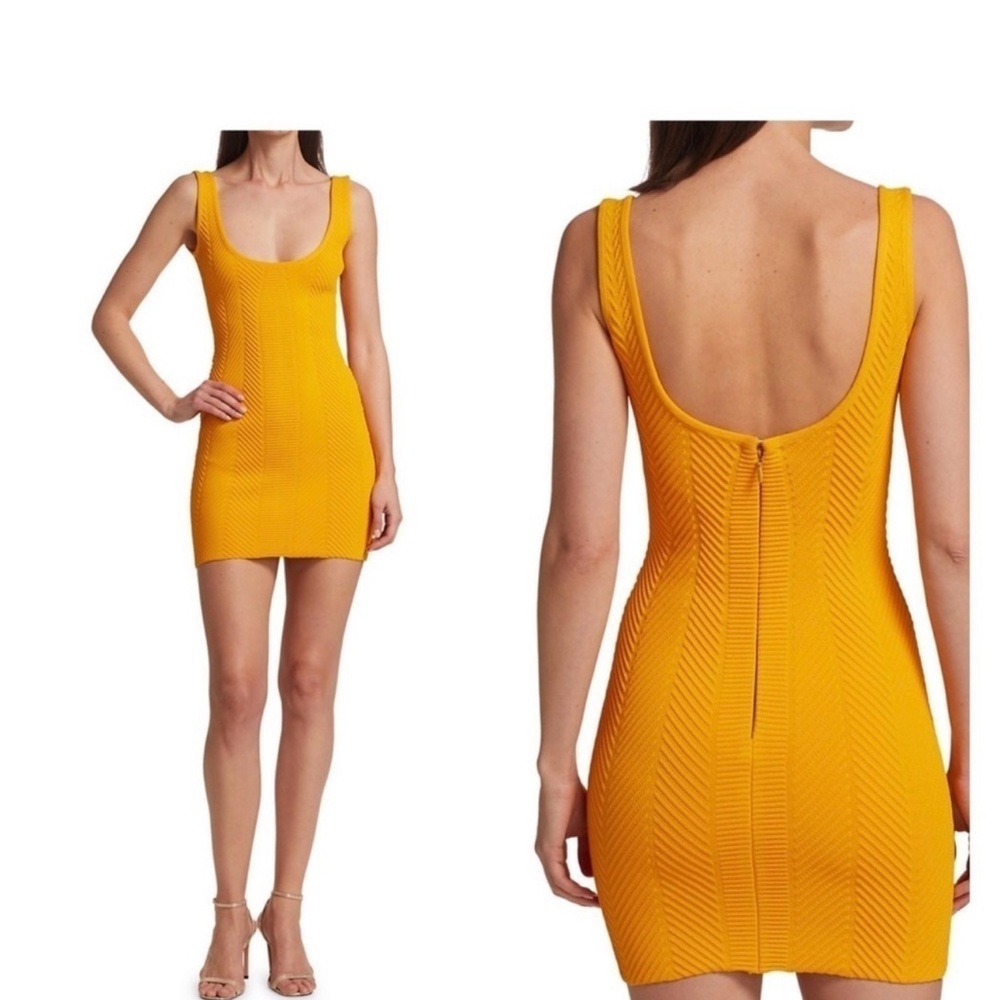 Never Worn Herve Leger Ottoman Knit Saffron Scoopneck